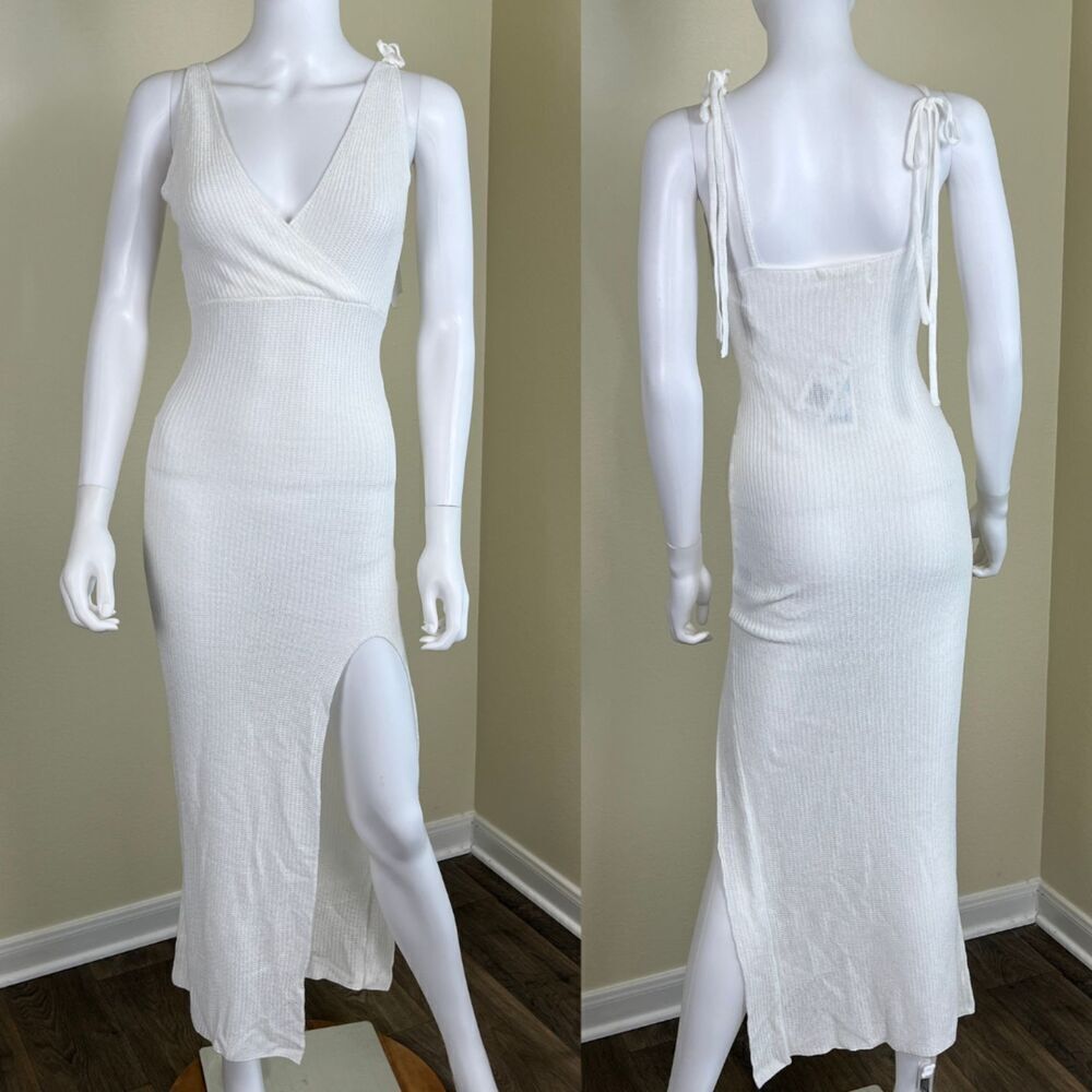 L*Space Women's Size S Cream Kihei Knit Maxi Dress NEW Cover Up Pullover Resort